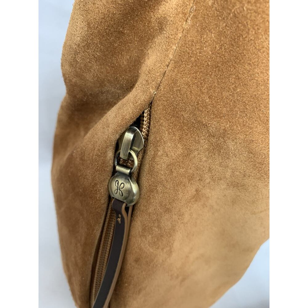 HOBO HARLEY BROWN SUEDE WHIP STITCH TRIM SHOULDER BAG PURSE EXCELLENT ! - Picture 7 of 16